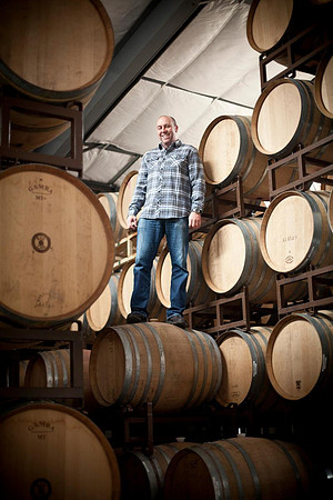 Red Car Wines Barrel room winemaker portrait