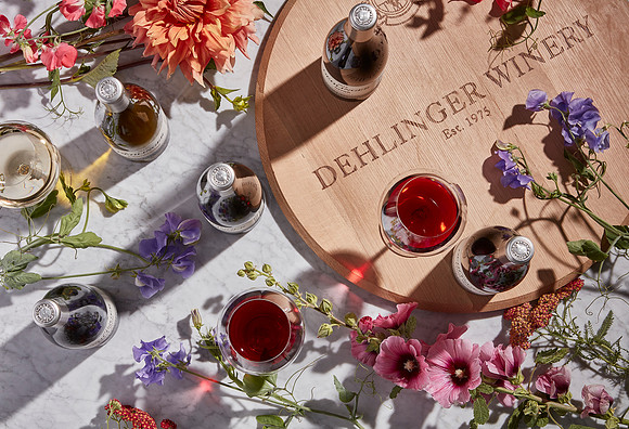 Dehlinger Winery art image from above with flowers